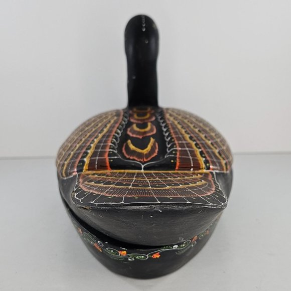 Vintage Hand Painted Lacquerware Duck Trinket Box Folk Art Large 14" - Picture 5 of 13